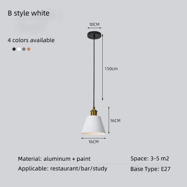 Minimalist modern retro loft pendant light with lampshade for kitchen, dining room, bedroom, restaurant - vue 11 sur 22