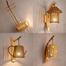 Retro woven bamboo wall light japanese style