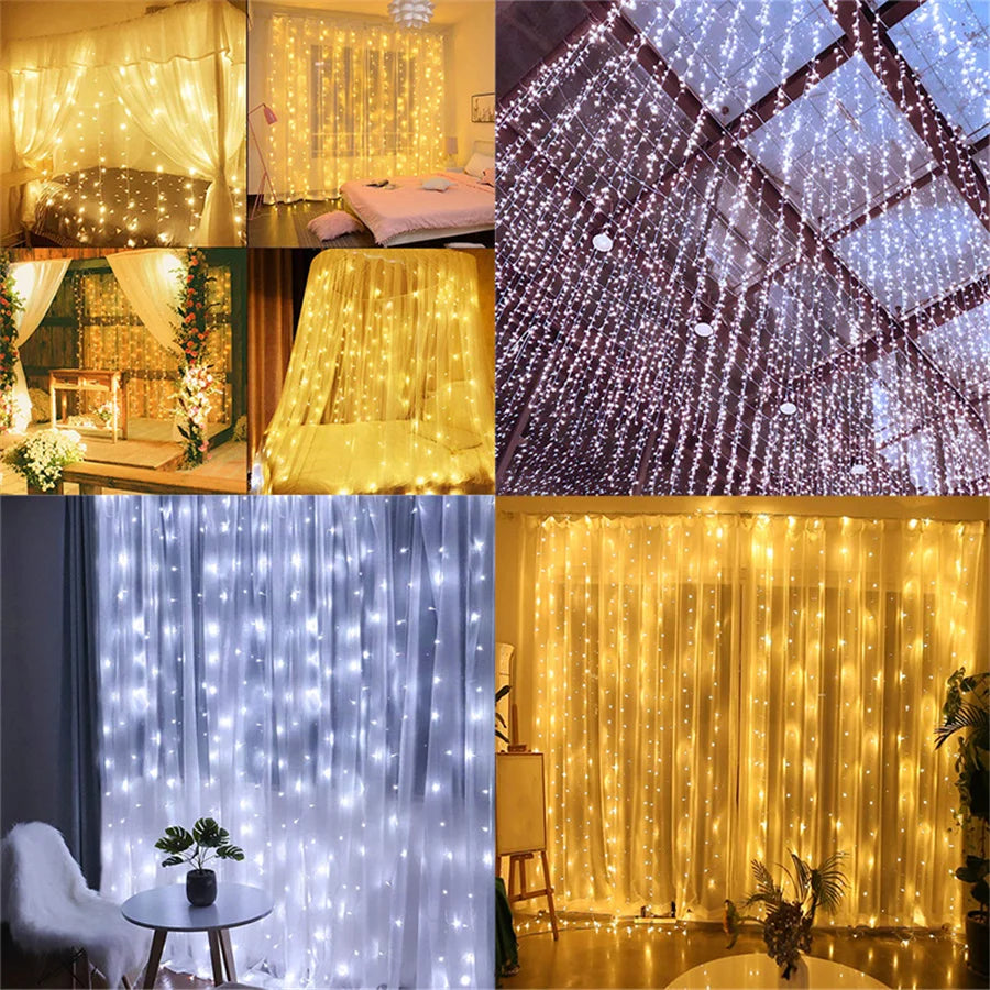 LED icicle curtain fairy lights for parties and weddings - vue 5 sur 8