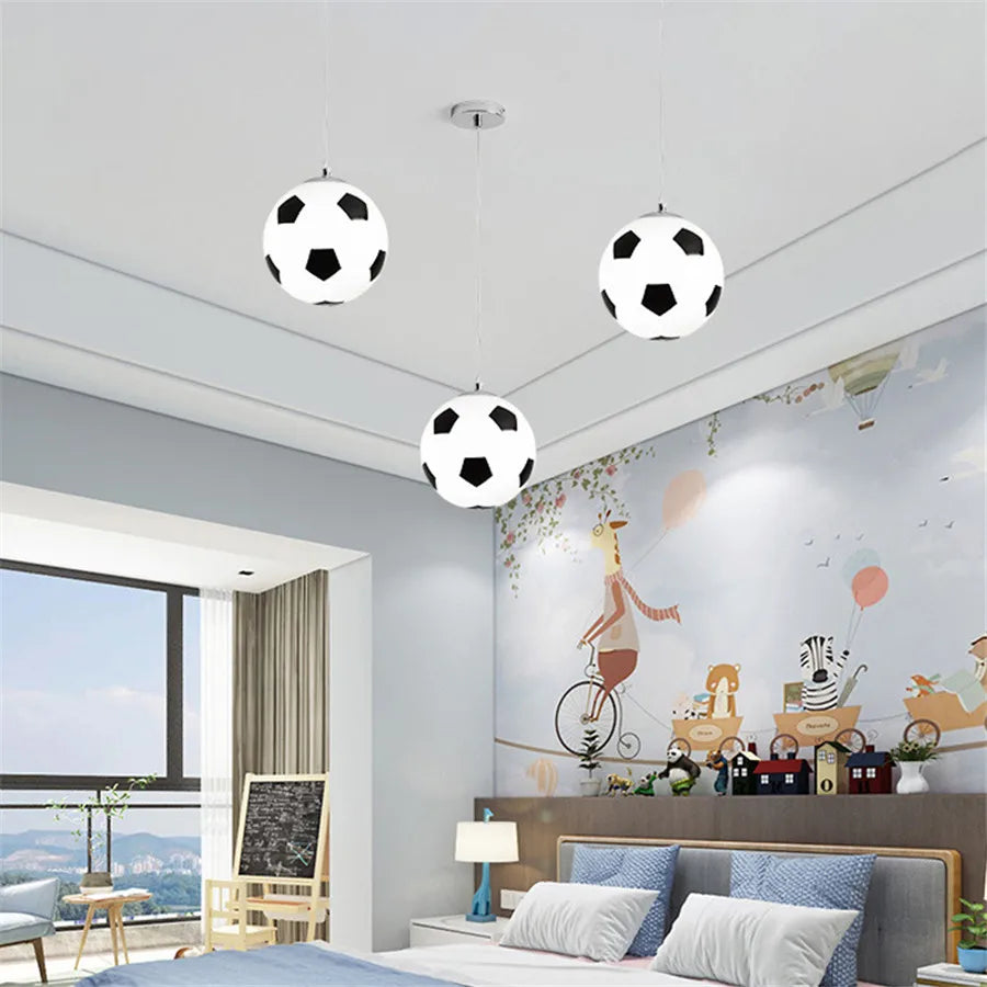 E27 football glass pendant light basketball design - vue 10 sur 10