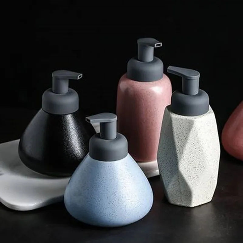ceramic soap dispenser pressing foam for bathroom - vue 10 sur 18
