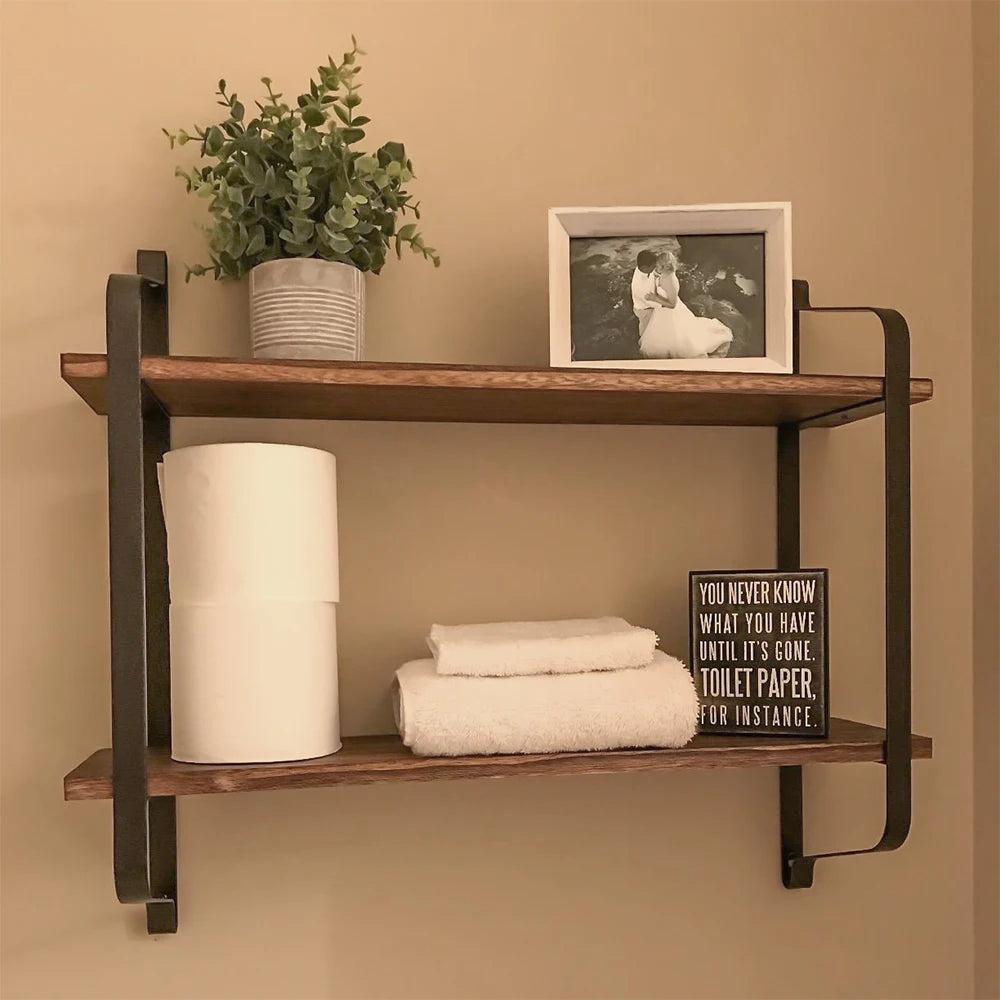 floating wooden shelf for rustic industrial storage