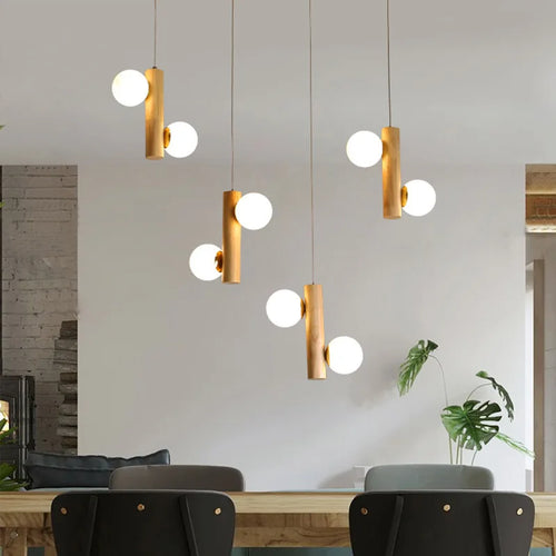 Post-modern wooden pendant light with simple design