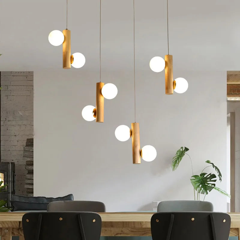 Post-modern wooden pendant light with simple design