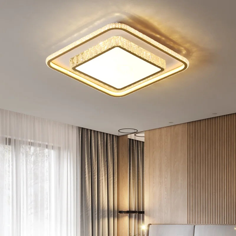 Modern crystal ceiling light with warm romantic ambience