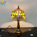 Antique enamelled tiffany table lamp for children with metal base