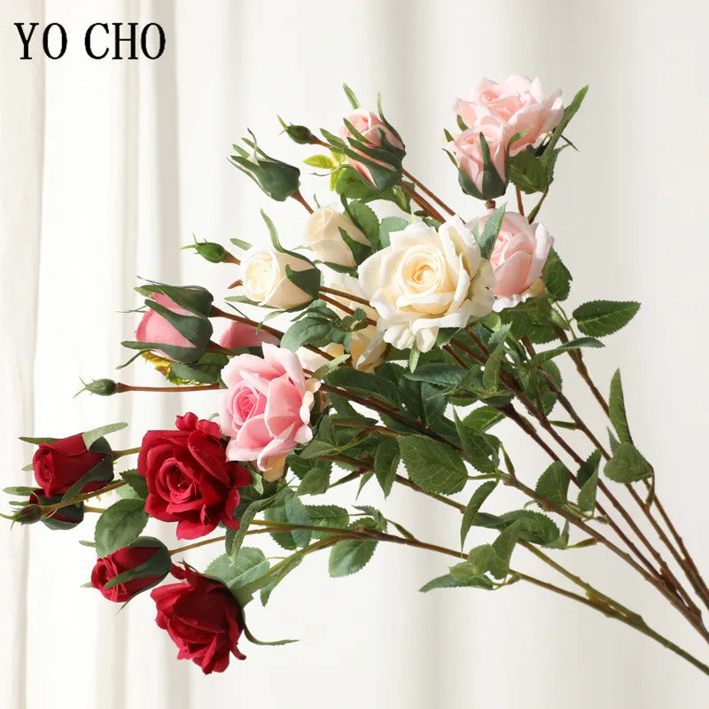 Artificial silk rose flowers for weddings and decoration