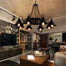 Vintage industrial wrought iron chandelier for loft and café