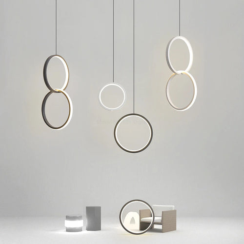 Modern LED ring pendant light for home decor - vue 2 sur 11