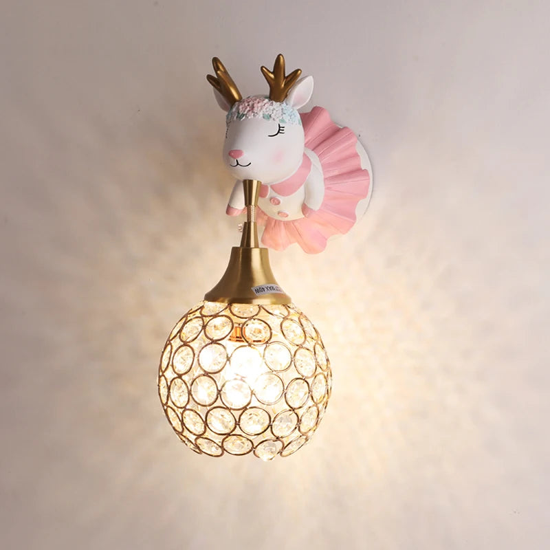 Animal design wall light – elephant and deer for children