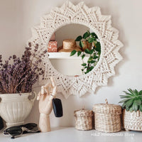 decorative macrame mirror bohemian style for interior decoration