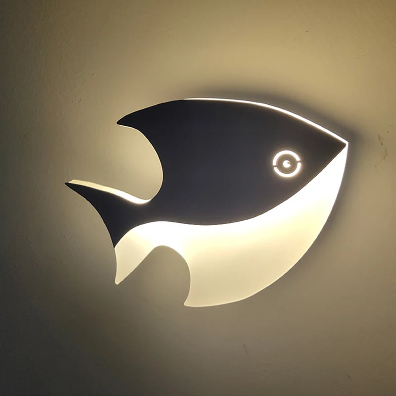 Creative acrylic fish-shaped LED wall light for children
