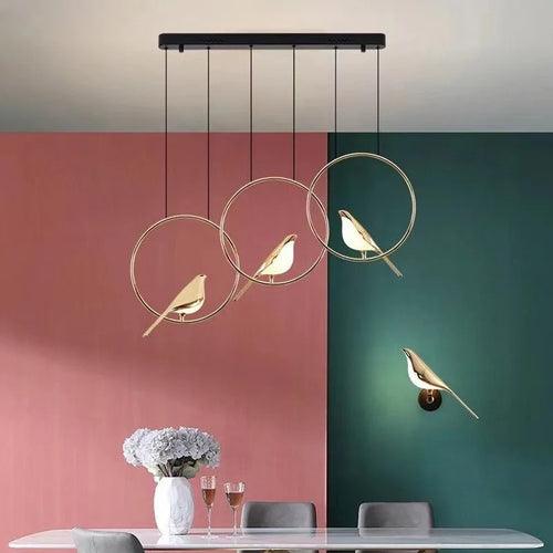 Gold plated modern adjustable novelty bird LED pendant light - vue 3 sur 18