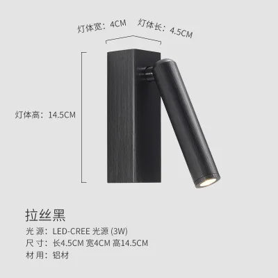 Modern minimalist rotatable LED wall light for reading