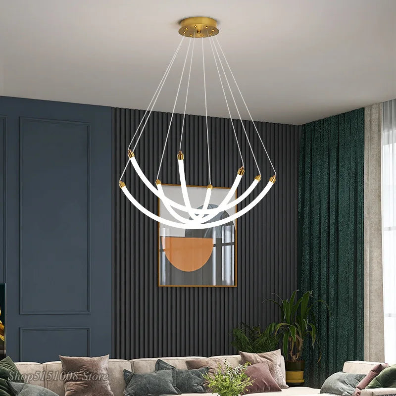 Nordic design adjustable acrylic and metal LED chandelier