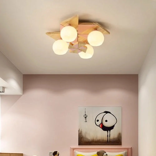 Modern Japanese Makaron wooden children's ceiling light - vue 4 sur 9