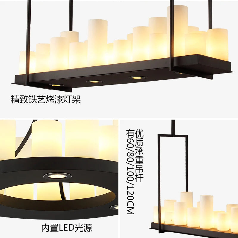 Nordic luxury dining room LED glass chandelier for kitchen island and living room - vue 5 sur 20