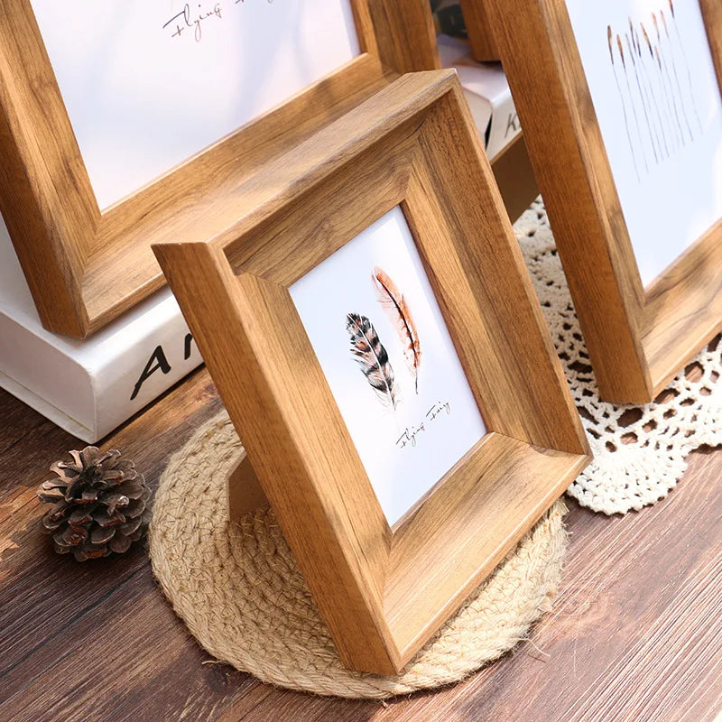 Double-use wooden photo frame for home decoration