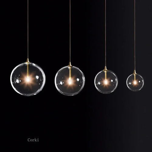 Modern vintage clear glass bubble pendant light - vue 3 sur 9