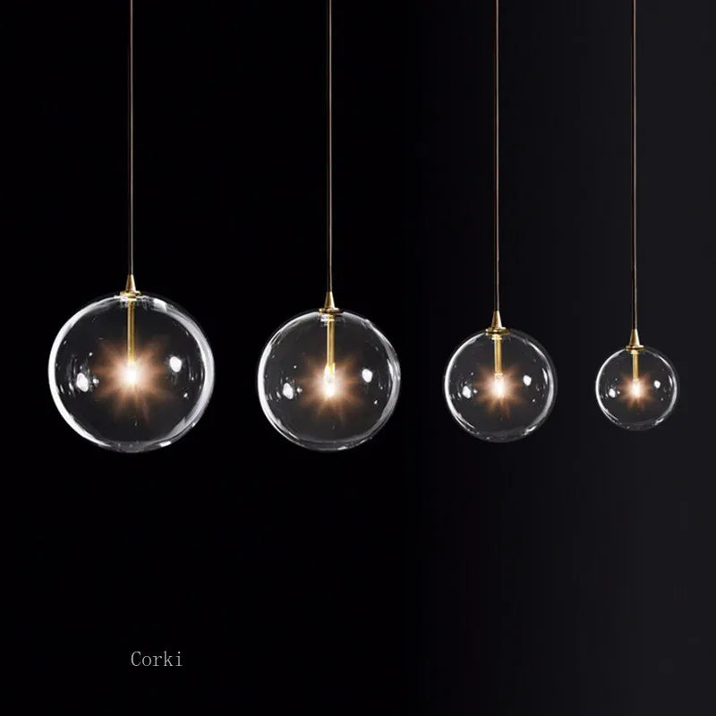 Modern vintage clear glass bubble pendant light