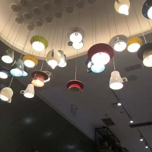 Modern ceramic LED teapot pendant light for kitchen - vue 6 sur 30