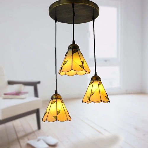 Modern tiffany table lamp with three-level decorative dome lighting - vue 10 sur 10