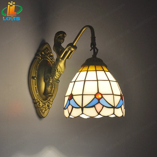 Tiffany style mermaid wall light with elegant design - vue 2 sur 13