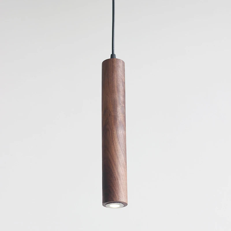 Modern wood pendant light with integrated LED lighting