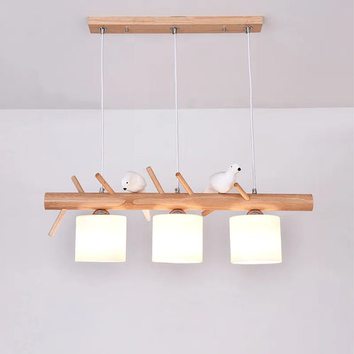 Nordic solid wood LED pendant light for dining room, ceiling, bedroom, living room, kitchen - vue 4 sur 8