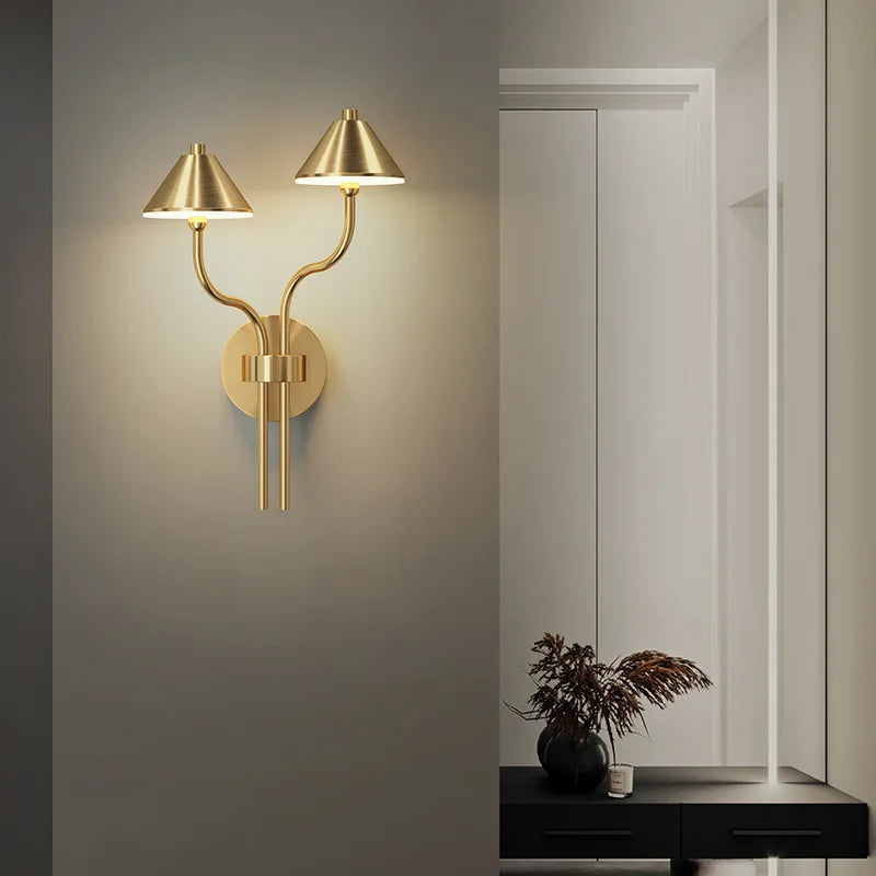 modern copper mushroom led wall light