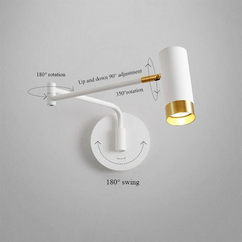 Nordic minimalist swing arm wall bedside lamp - vue 4 sur 8