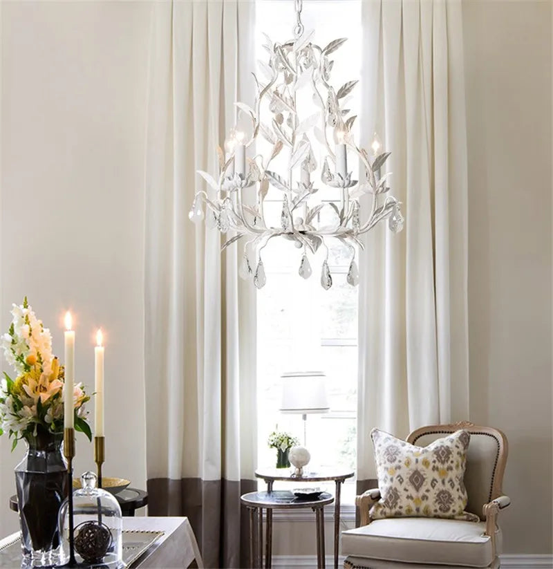 Vintage wrought iron and crystal chandelier for retro lighting - vue 3 sur 8