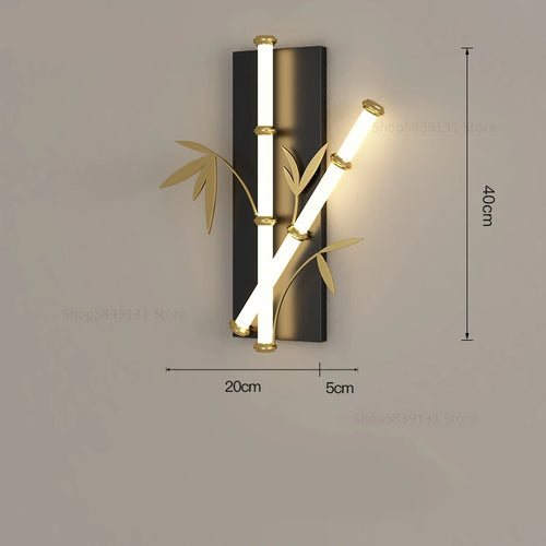 Modern Chinese style acrylic bamboo effect wall light - vue 9 sur 10