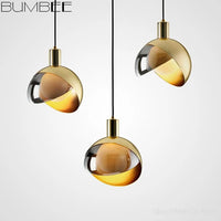 Nordic luxury ball chandelier in electroplated finish postmodern pendant light