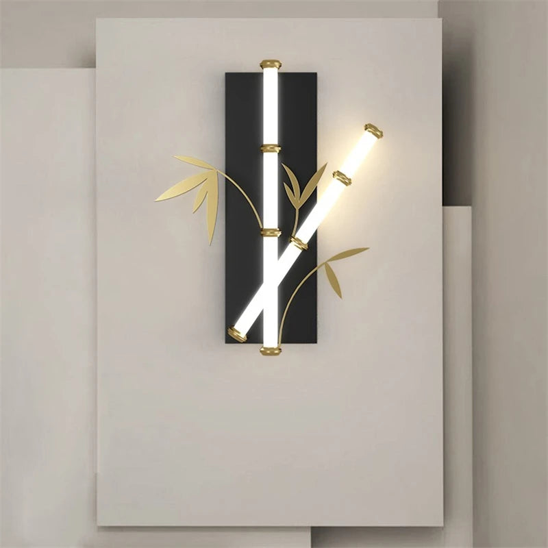 Modern Chinese style acrylic bamboo effect wall light