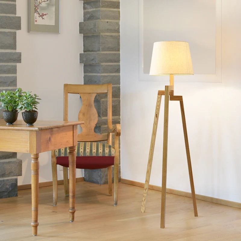 Nordic wooden floor lamp with creative three-legged design