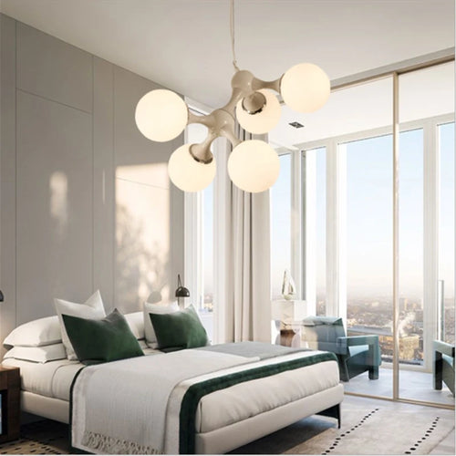 Modern designer glass DNA chandelier for interiors - vue 3 sur 6