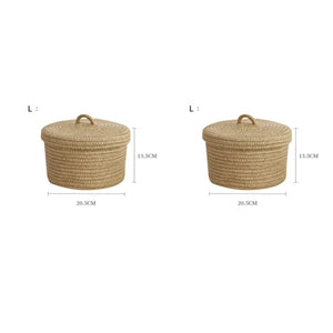 Cosmetics Storage Box, Jute Woven Basket, Tabletop Key, Remote Control Container, Snack Case with Cover Organizer, ECO Friendly