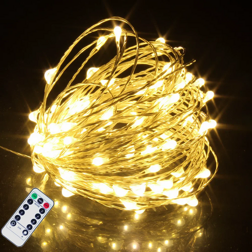 Remote controlled decorative waterproof LED copper wire string lights