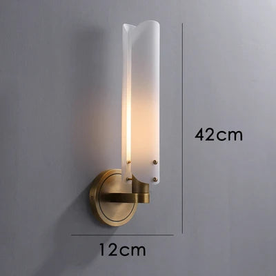 Art deco copper gold and white LED wall light for bedroom - vue 10 sur 10