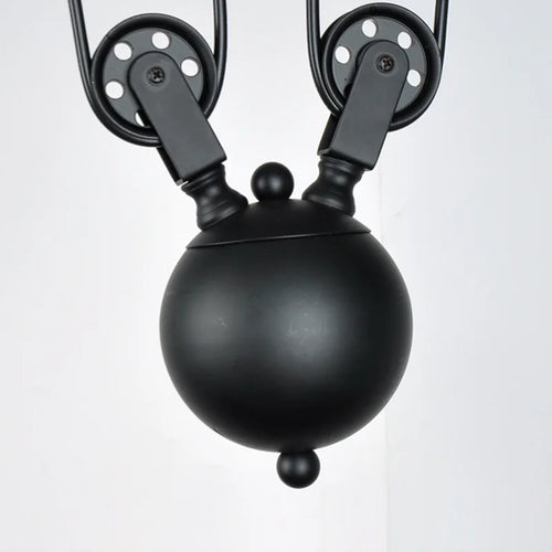 Vintage industrial 3-head iron pulley pendant light - vue 5 sur 8