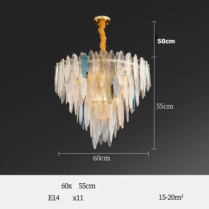 Art Deco LED chandelier in iron and glass with elegant design for modern lighting - vue 14 sur 25