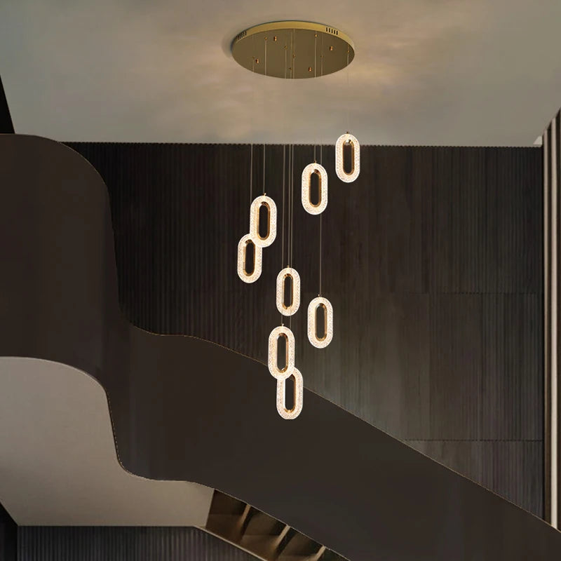 Modern gold chandelier for interior staircase and restaurant decor