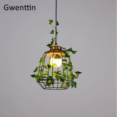 Modern wooden pendant light with LED lighting for plants