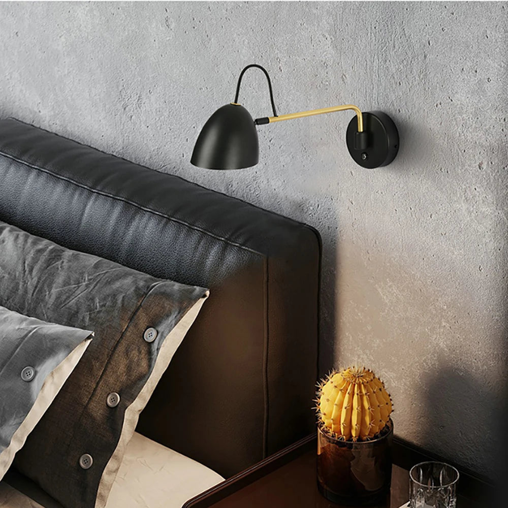 Aisilan LED dimmable swing arm wall light with touch switch for bedside, study or living room - vue 3 sur 8