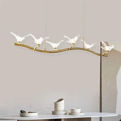 modern luxury crystal chandelier with led bird lamp - vue 7 sur 9
