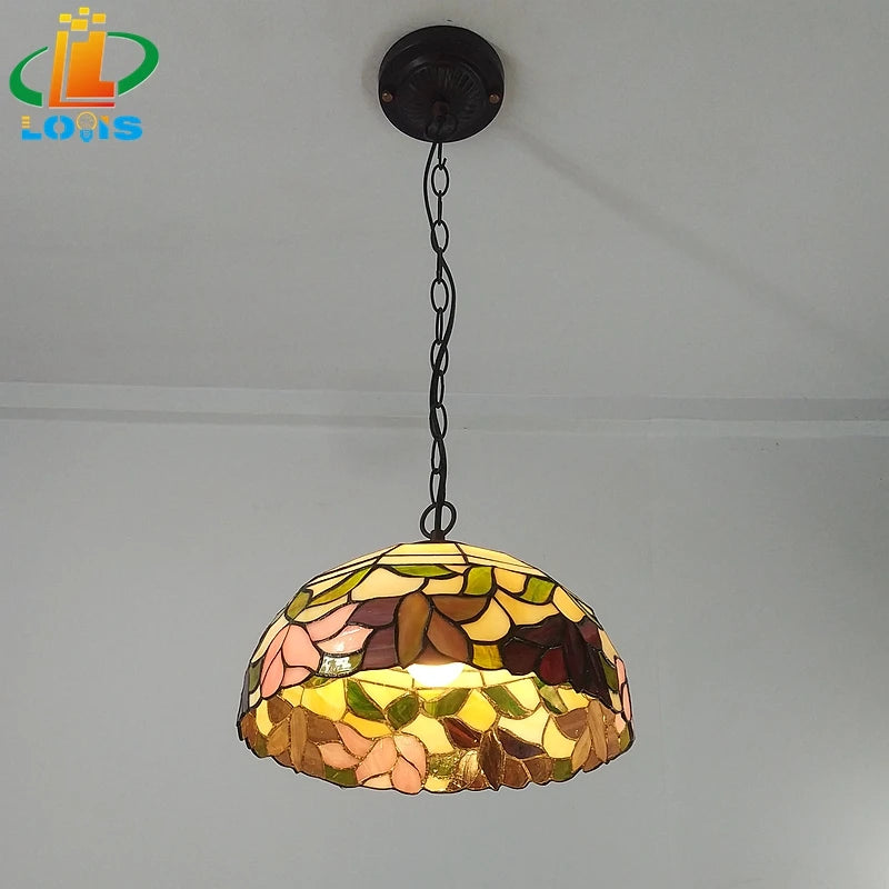 Begonia flower chandelier American style Tiffany lamp decorative lighting - vue 4 sur 6