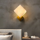 Luxury jade wall light modern LED home decor study living room bedroom bedside square marble lighting fixture