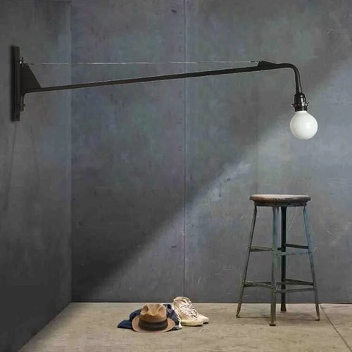 retro long arm industrial wall light for bar and restaurant - vue 2 sur 10