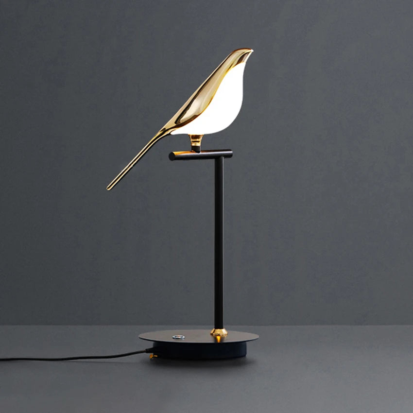 Design LED table lamp with gold bird, alloy and acrylic for bedroom, study, living room, floor lamp